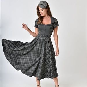 Voodoo Vixen Gray Plaid Swing Pinup Dress